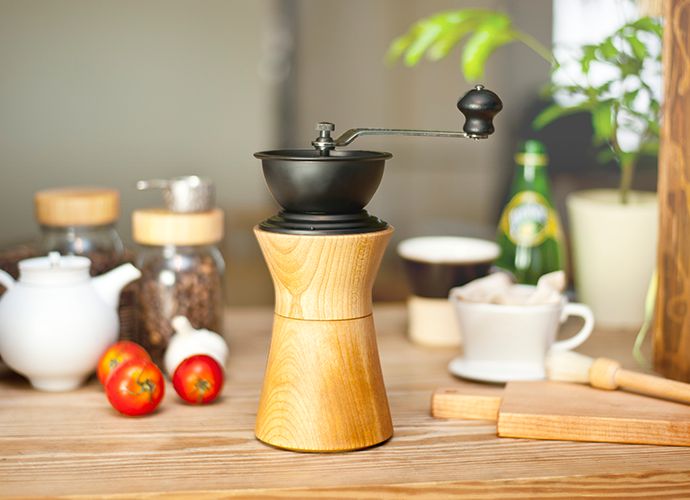 【日本製】MokuNeji 山中漆器×Kalita 手挽きコーヒーミル 高級ミズメ材
